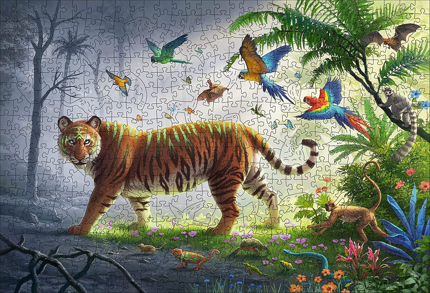 WOODEN - Tigris - dzsungel - FA kirakó! Ravensburger 500 darabos kirakó puzzle (RA - 17514) - puzzlegarden