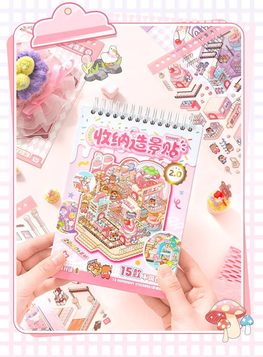 15 in 1 Matricakönyv Rózsaszín - matricajelenet Simno 15 darabos kirakó puzzle (SN-6941776327363) - puzzlegarden