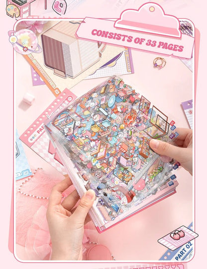 15 in 1 Matricakönyv Rózsaszín - matricajelenet Simno 15 darabos kirakó puzzle (SN-6941776327363) - puzzlegarden