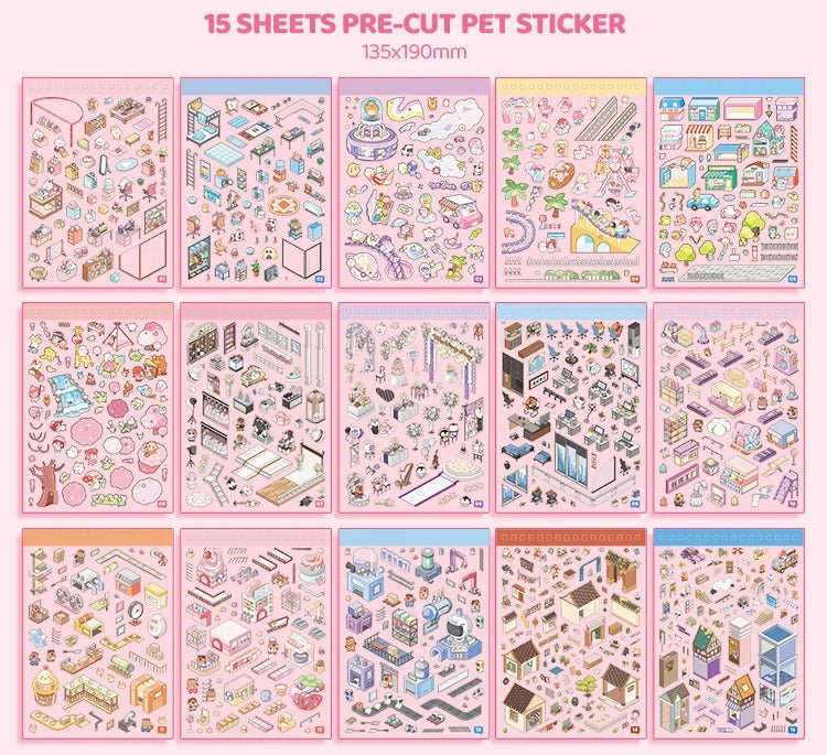 15 in 1 Matricakönyv Rózsaszín - matricajelenet Simno 15 darabos kirakó puzzle (SN-6941776327363) - puzzlegarden