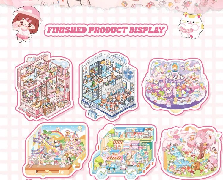 15 in 1 Matricakönyv Rózsaszín - matricajelenet Simno 15 darabos kirakó puzzle (SN-6941776327363) - puzzlegarden