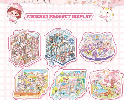 15 in 1 Matricakönyv Rózsaszín - matricajelenet Simno 15 darabos kirakó puzzle (SN-6941776327363) - puzzlegarden