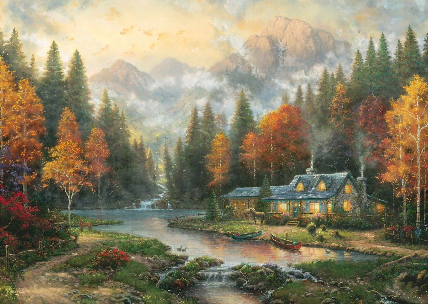Thomas Kinkade – Este az őszi tónál