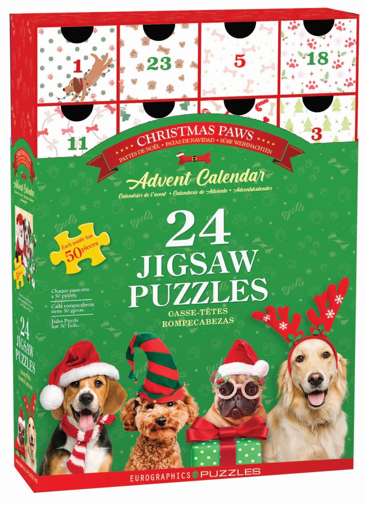 Karácsonyi kutyák – puzzle adventi naptár – a kirakó doboza