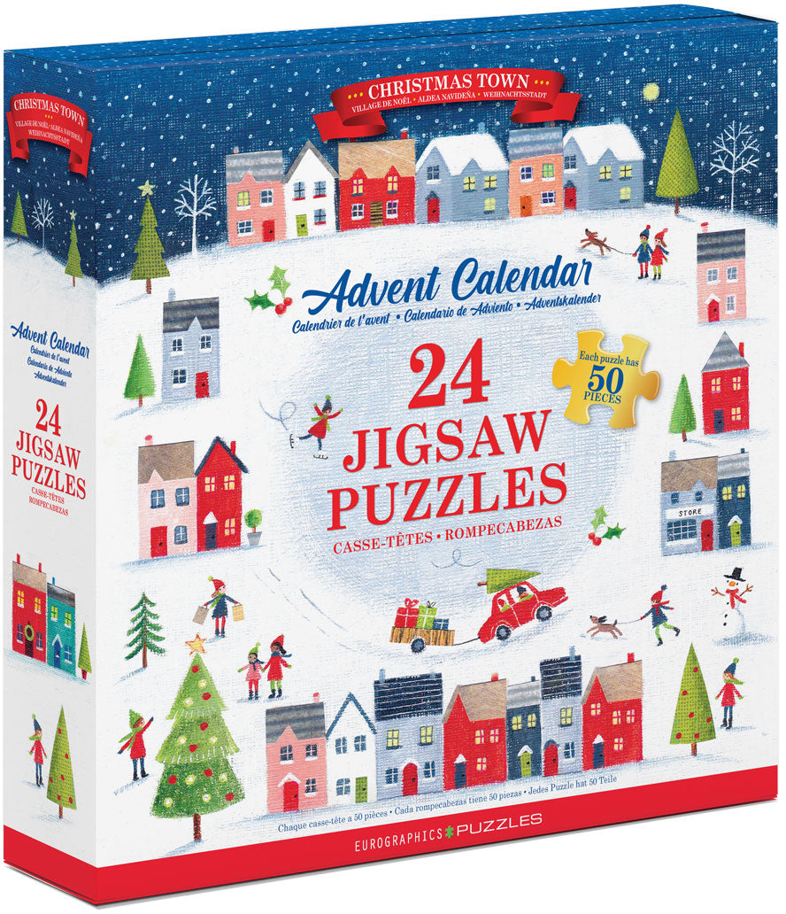Karácsonyi város – puzzle adventi naptár – a kirakó doboza
