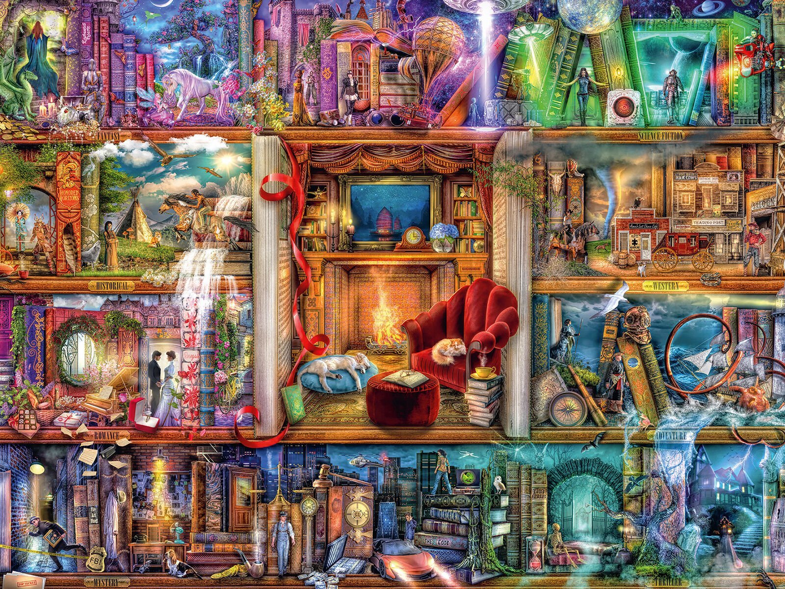 A Nagy Könyvtár - kisebb dobozos Ravensburger 1500 darabos kirakó puzzle (RA - 12000190 4005555001904) - puzzlegarden