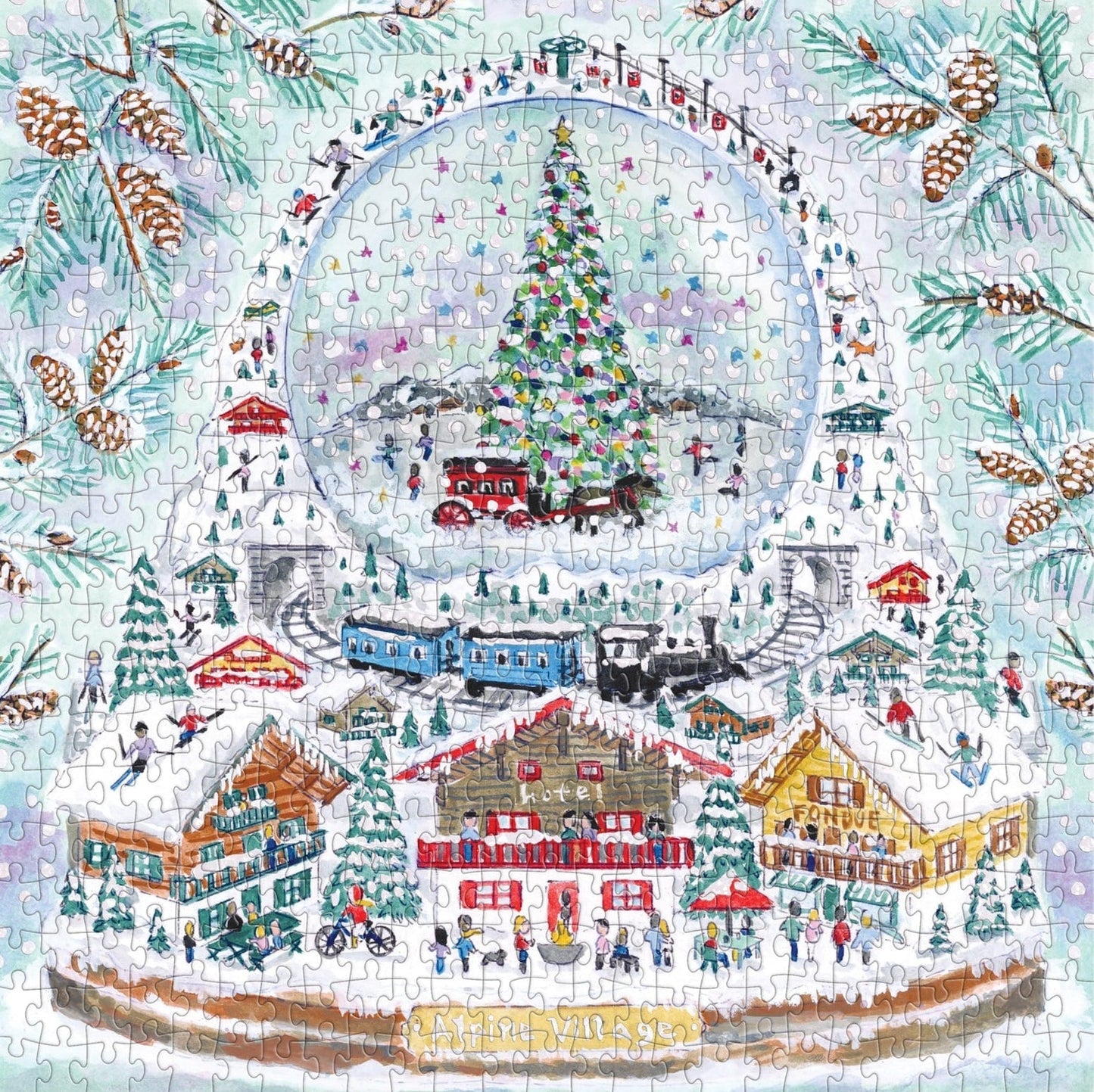 Alpesi falu - csillogó fóliás Galison 500 darabos kirakó puzzle (GA-9780735378704) - puzzlegarden