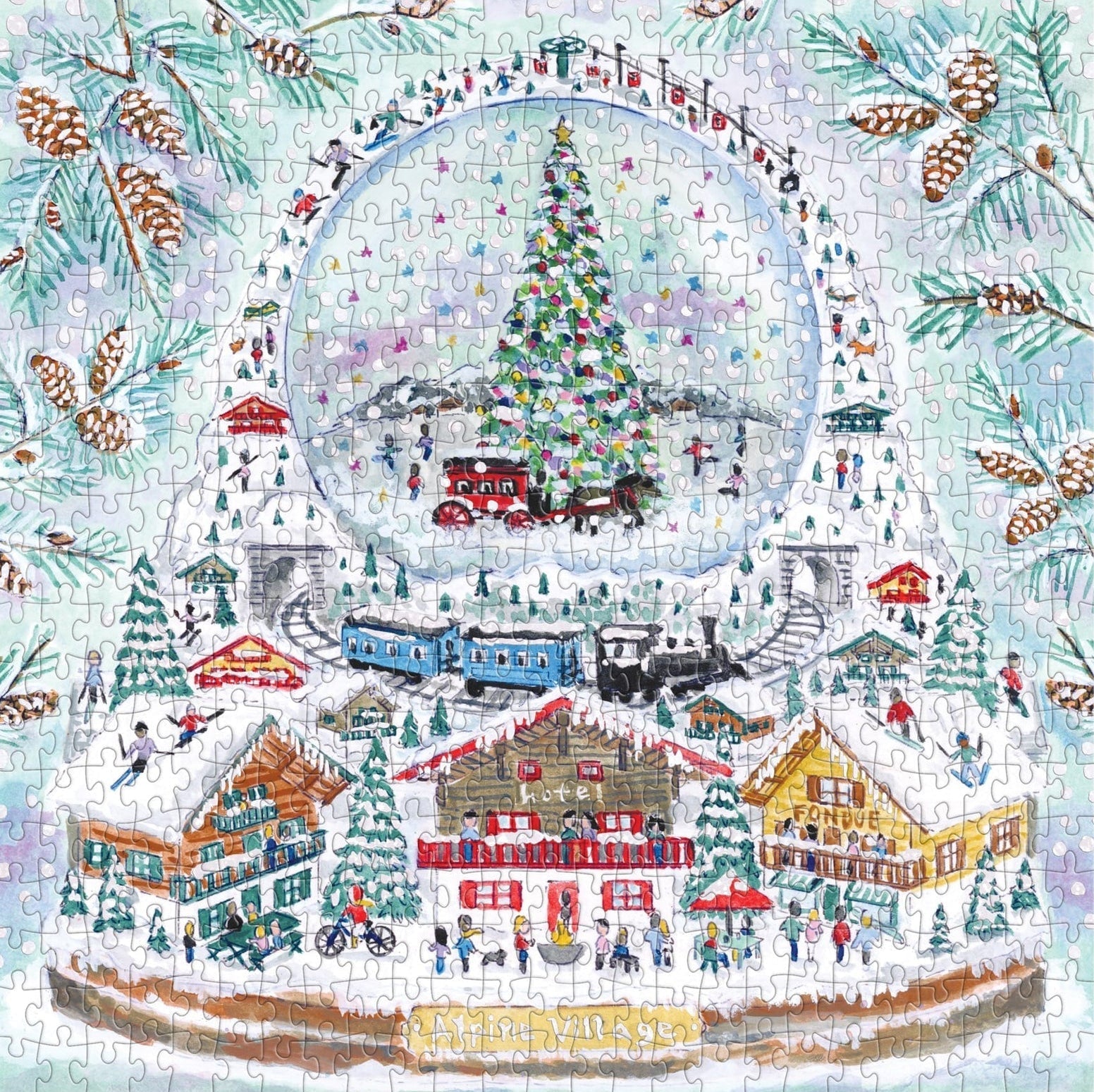 Alpesi falu - csillogó fóliás Galison 500 darabos kirakó puzzle (GA-9780735378704) - puzzlegarden