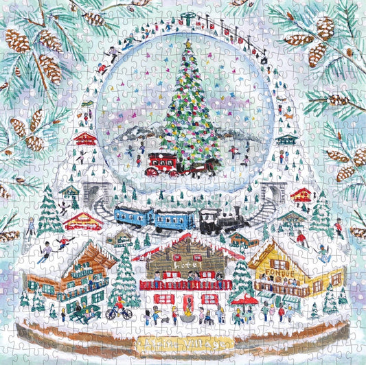 Alpesi falu - csillogó fóliás Galison 500 darabos kirakó puzzle (GA-9780735378704) - puzzlegarden