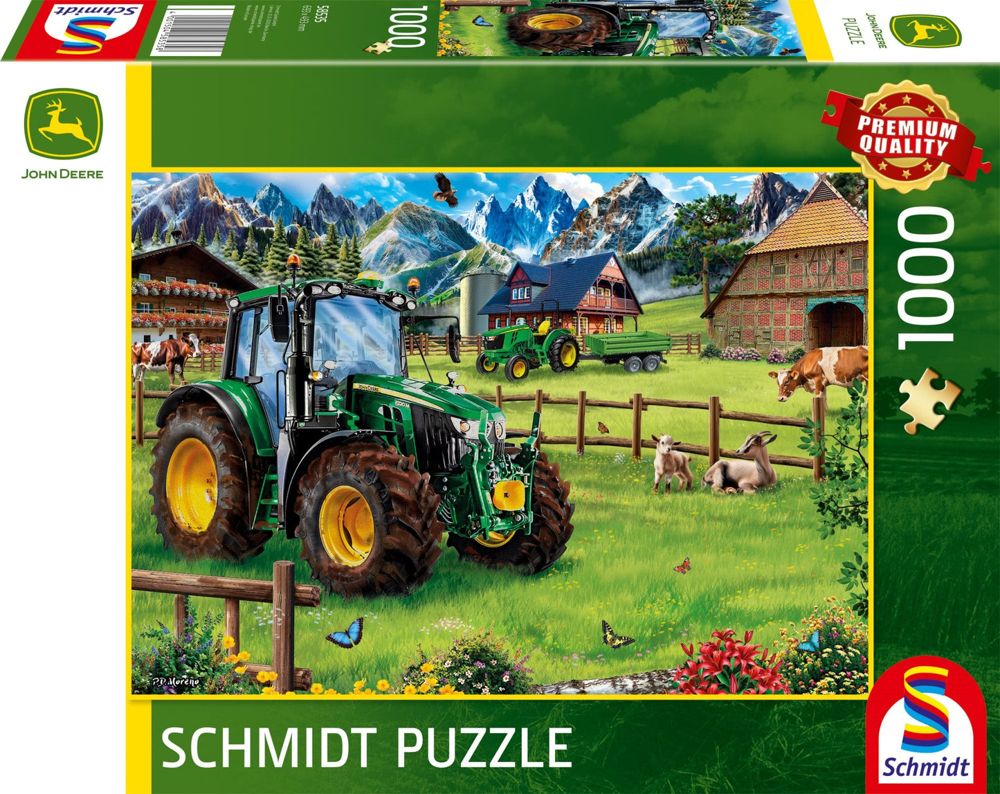 Alpesi Gazdaság Traktorral: John Deere 6120M Schmidt 1000 darabos kirakó puzzle (SCH-58535 4001504585358) - puzzlegarden