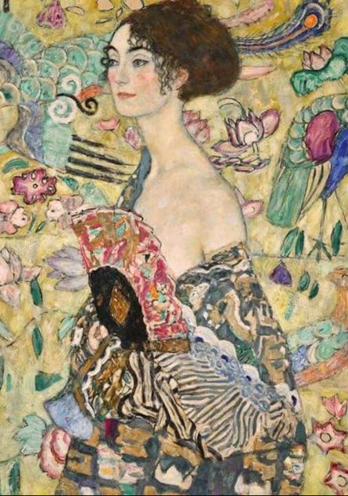 Art Collection - Klimt - Hölgy legyezővel Ravensburger 1000 darabos kirakó puzzle (RA-12001132) - puzzlegarden