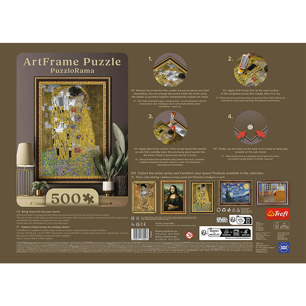 ArtFrame - Klimt - A Csók - keretes kirakó Trefl 500 darabos kirakó puzzle (TR - 37542) - puzzlegarden
