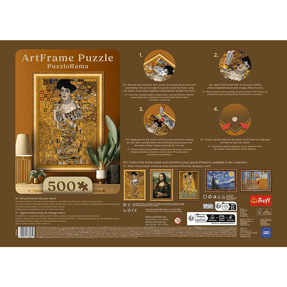ArtFrame - Klimt - Adele Bloch - Bauer I - keretes kirakó Trefl 500 darabos kirakó puzzle (TR - 37543) - puzzlegarden