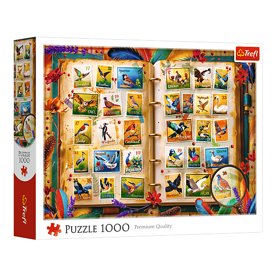 Bélyeggyűjtemény – Madáratlasz Trefl 1000 darabos kirakó puzzle (TR-10979) - puzzlegarden