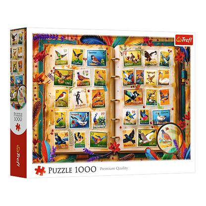 Bélyeggyűjtemény – Madáratlasz Trefl 1000 darabos kirakó puzzle (TR-10979) - puzzlegarden