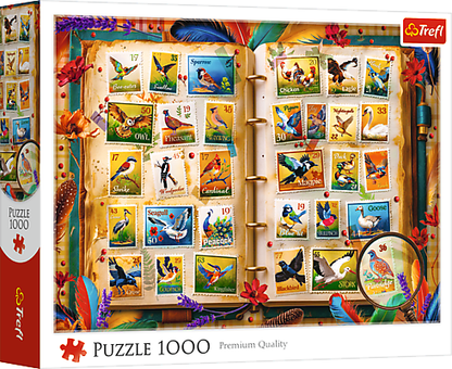 Bélyeggyűjtemény – Madáratlasz Trefl 1000 darabos kirakó puzzle (TR-10979) - puzzlegarden