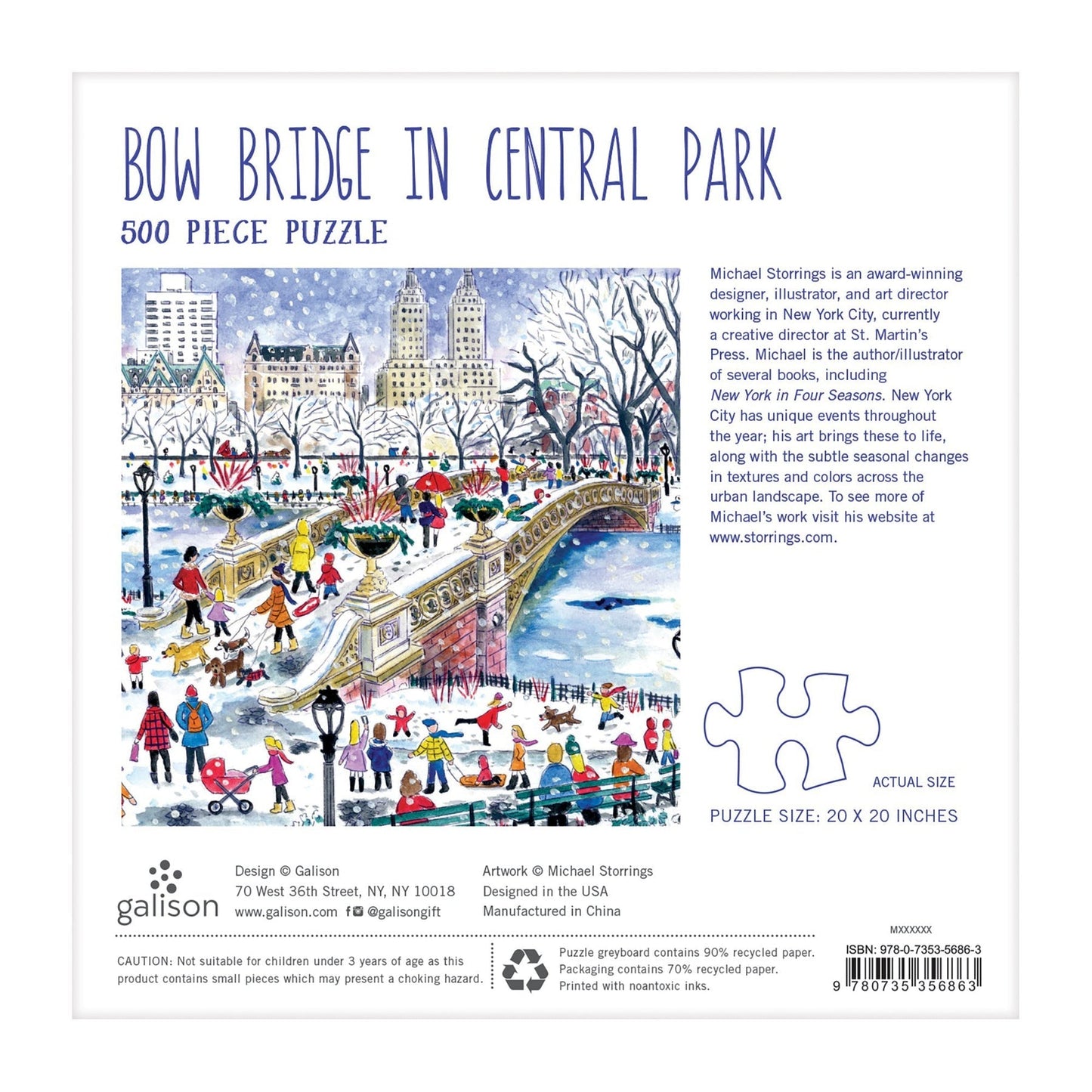 Bow Bridge a Central Parkban Galison 500 darabos kirakó puzzle (GA-9780735356863) - puzzlegarden