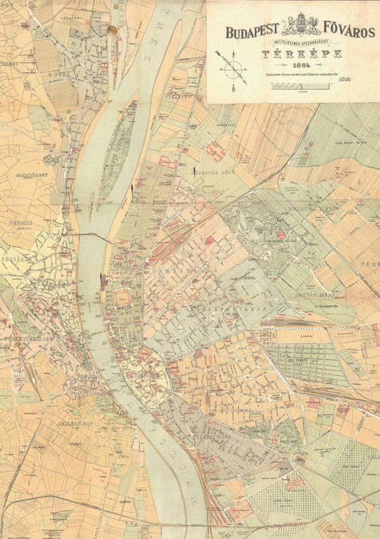 Budapest Térkép 1884 Pannon Puzzle 1000 darabos kirakó puzzle (PP-124) - puzzlegarden