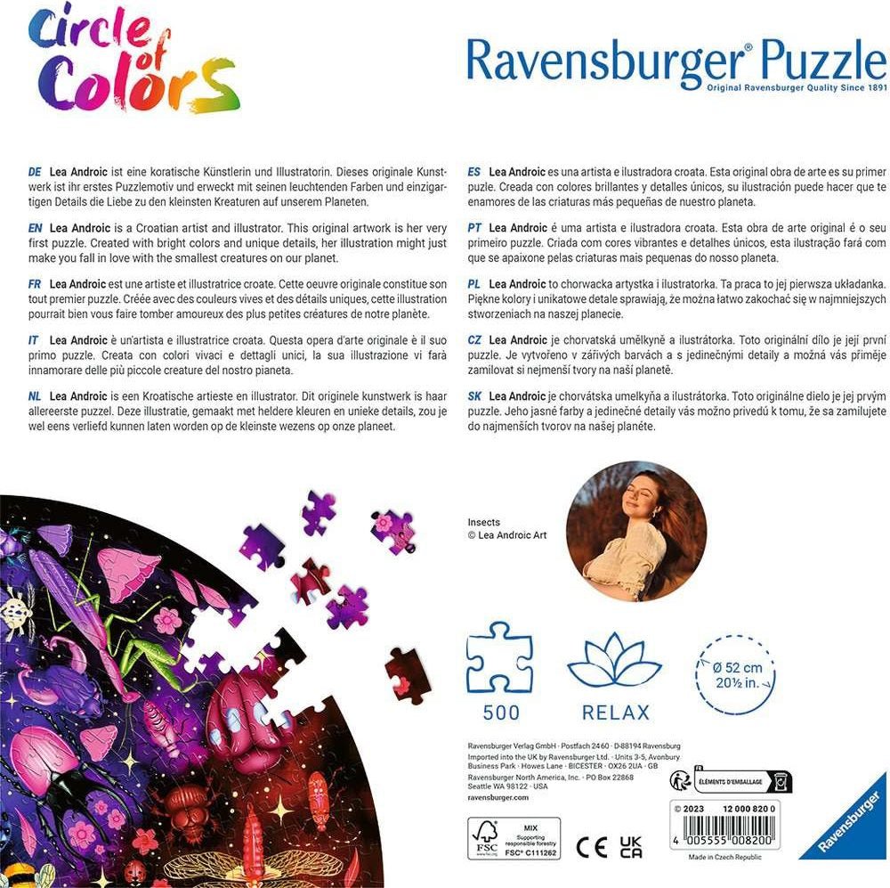 Circle of Colors - Rovarok Ravensburger 500 darabos kirakó puzzle (RA-12000820 4005555008200) - puzzlegarden