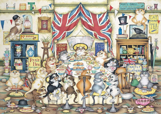 Crazy Cats - Délutáni Teázás Ravensburger 1000 darabos kirakó puzzle (RA-17487 4005556174874) - puzzlegarden
