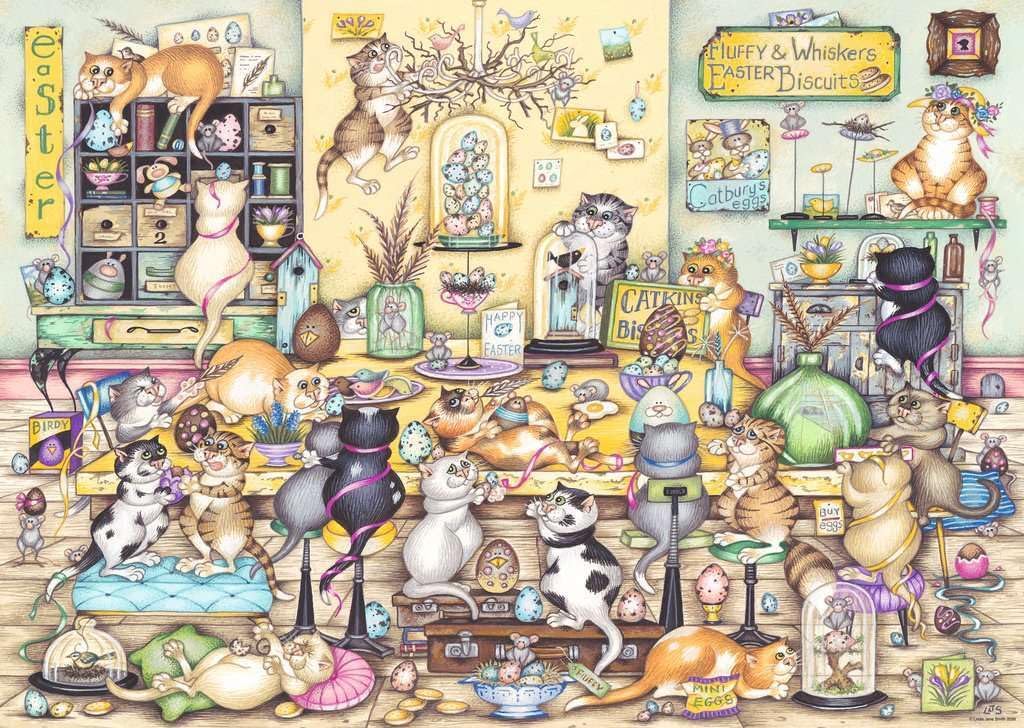 Crazy Cats - Húsvéti őrület Ravensburger 1000 darabos kirakó puzzle (RA-12001755) - puzzlegarden