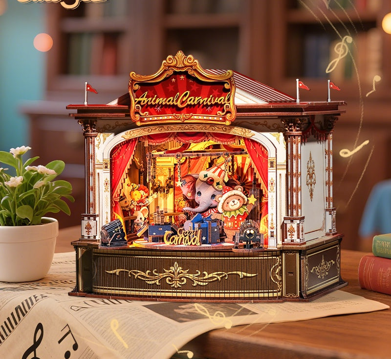Állatok karneválja – zenélő miniatűr színház – termékfotó 2