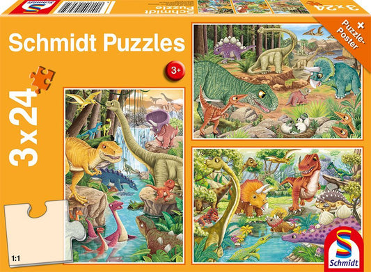 Dínós móka – 3x24 Schmidt Spiele 3x24 darabos kirakó puzzle (SCH-56465) - puzzlegarden