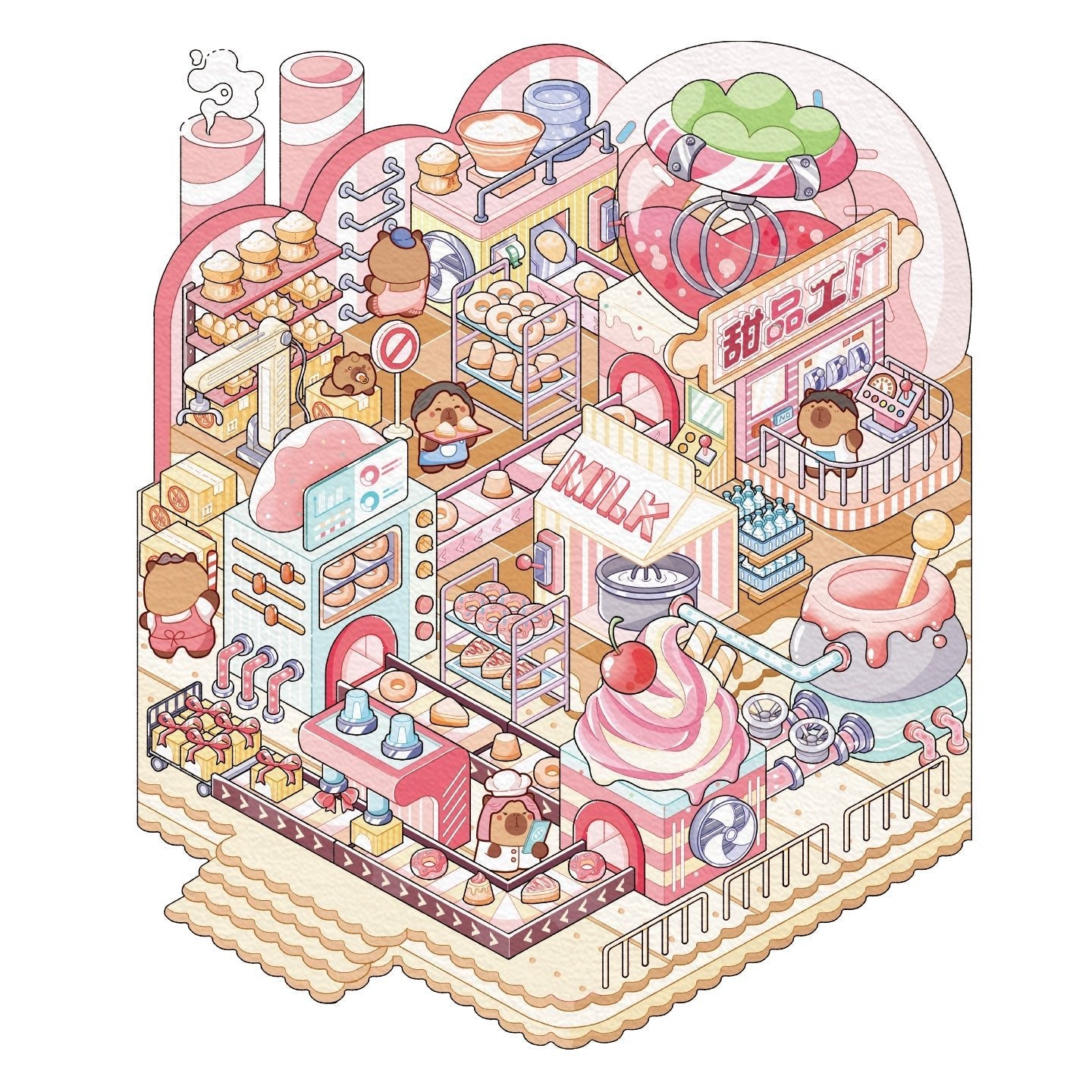 Édesség - gyár - matricajelenet Simno 1 darabos kirakó puzzle (SN-6941776325208) - puzzlegarden