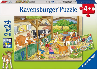 Egy nap a gazdaságban - 2x24 Ravensburger 24 darabos kirakó puzzle (RA-09195 4005556091959) - puzzlegarden