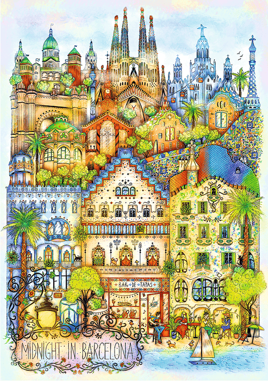 Éjféli séta Barcelonában Trefl 1000 darabos kirakó puzzle (TR - 12074) - puzzlegarden
