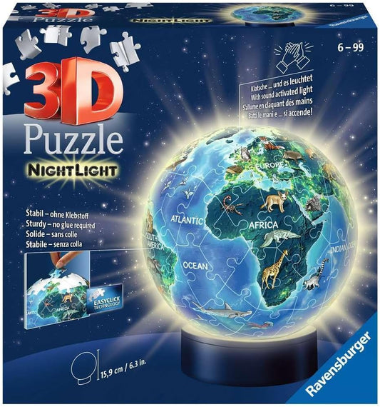 Éjszakai földgömb – világító - 3D Ravensburger 74 darabos kirakó puzzle (RA - 11844) - puzzlegarden