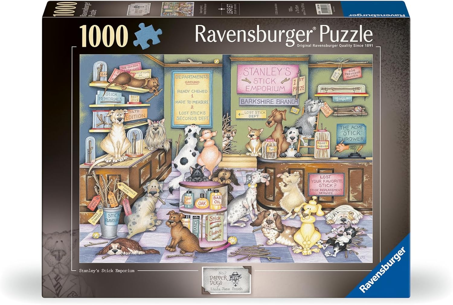 Elegáns kutyák No. 2 - Stanley botparadicsoma Ravensburger 1000 darabos kirakó puzzle (RA-12001756) - puzzlegarden