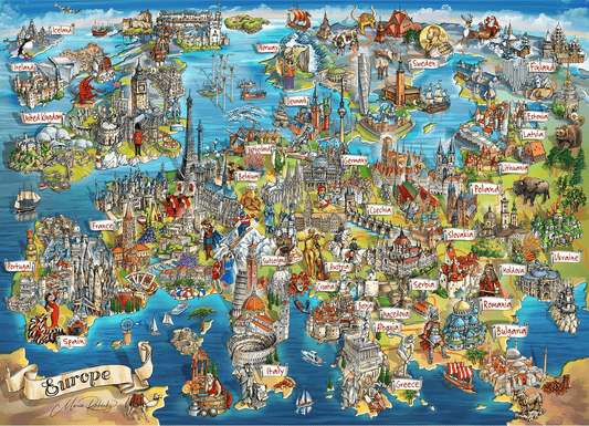 Európa Nevezetességei Gibsons 1000 darabos kirakó puzzle (G - G7130) - puzzlegarden