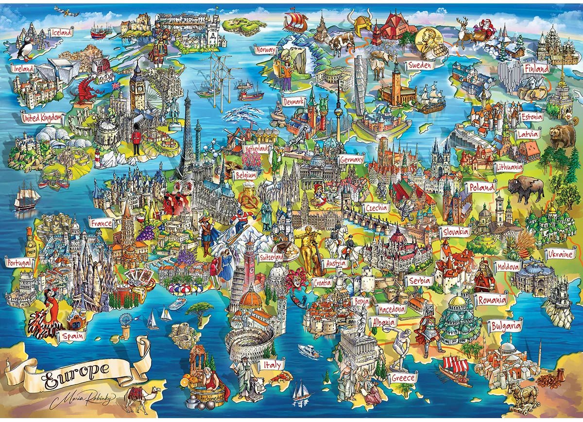 Európa őrült térképe Eurographics 2000 darabos kirakó puzzle (EUR-8220-6129) - puzzlegarden