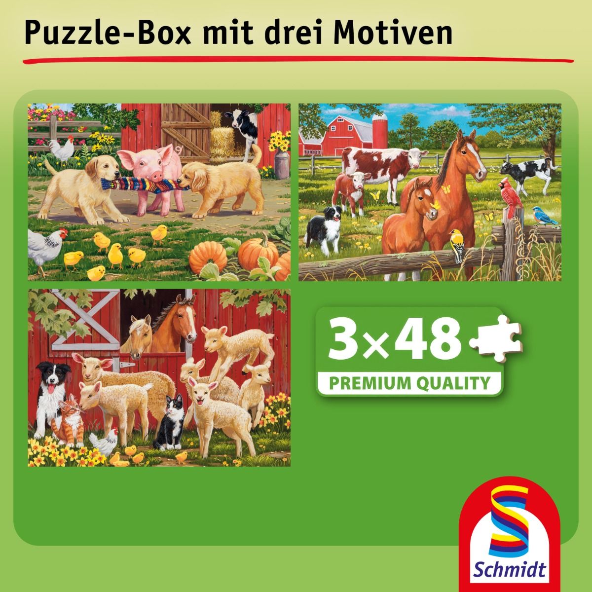 Farmállatok – 3x48 Schmidt Spiele 3x48 darabos kirakó puzzle (SCH-56579) - puzzlegarden