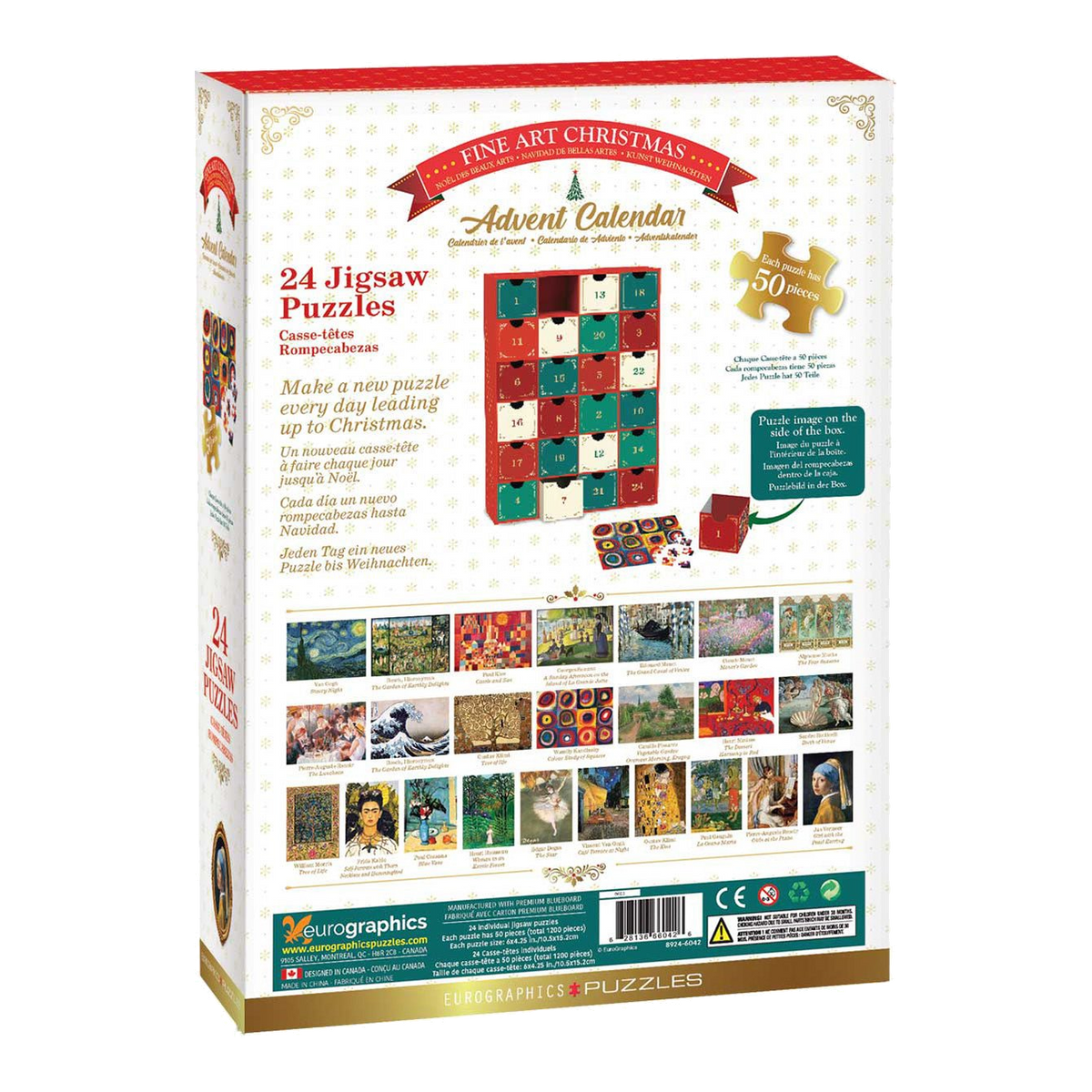 Festészeti remekművek – puzzle adventi naptár Eurographics 24x50 darabos kirakó puzzle (EUR-8924-6042) - puzzlegarden