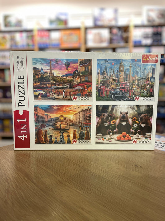 Festett városok + Kapibarák - 4x1000 Trefl 1000 darabos kirakó puzzle (TR - 94068) - puzzlegarden
