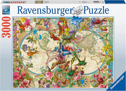 Flóra és fauna világtérkép Ravensburger 3000 darabos kirakó puzzle (RA-17117 4005556171170) - puzzlegarden