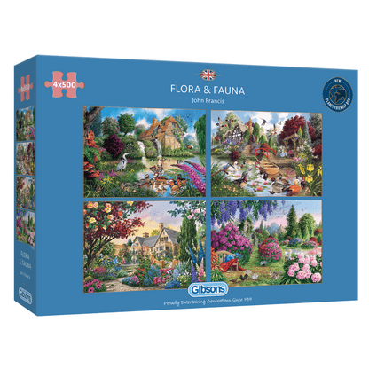 Flora & Fauna 4x500 Gibsons 500 darabos kirakó puzzle (G - G5025 5012269050257) - puzzlegarden