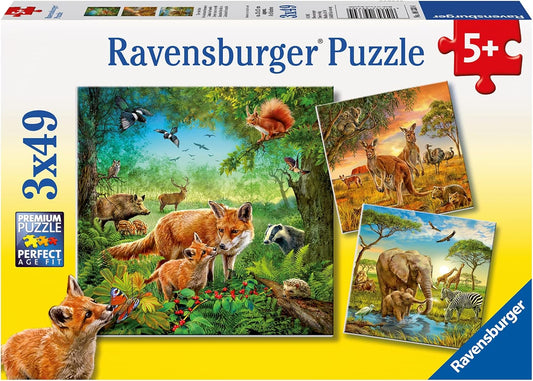Földrészek Állatai - 3x49 Ravensburger 49 darabos kirakó puzzle (RA-09330) - puzzlegarden