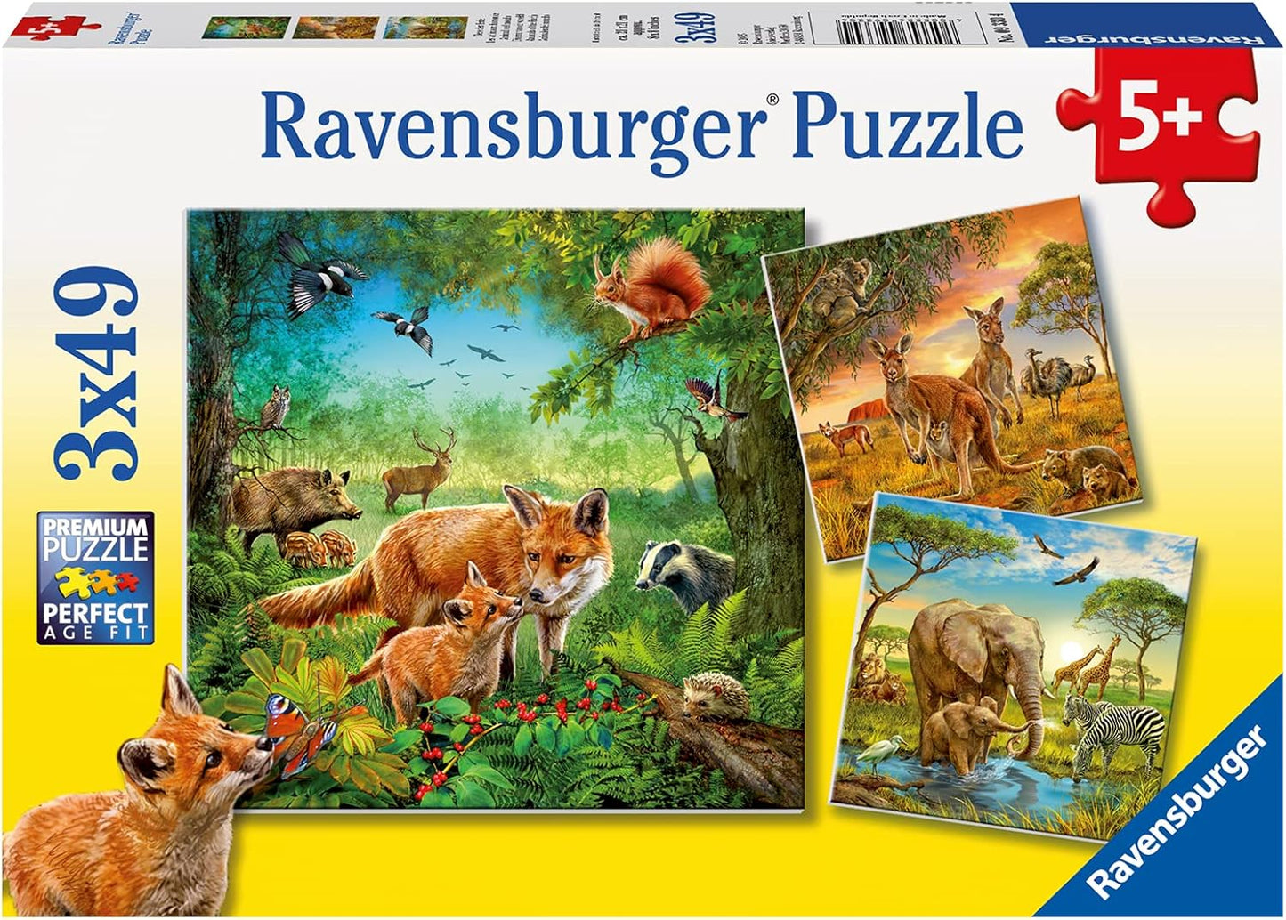 Földrészek Állatai - 3x49 Ravensburger 49 darabos kirakó puzzle (RA-09330) - puzzlegarden