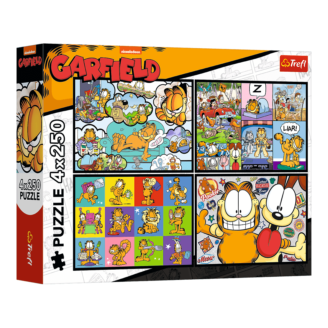 Garfield utálja a hétfőt - 4x250 Trefl 250 darabos kirakó puzzle (TR-13344) - puzzlegarden