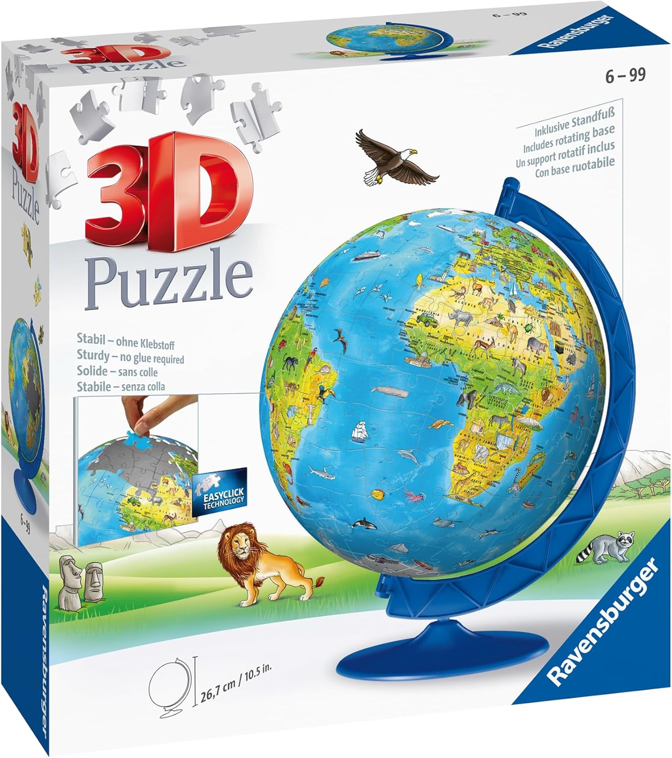 Gyermek Világ Térkép - 3D Ravensburger 187 darabos kirakó puzzle (RA - 12338 4005556123384) - puzzlegarden