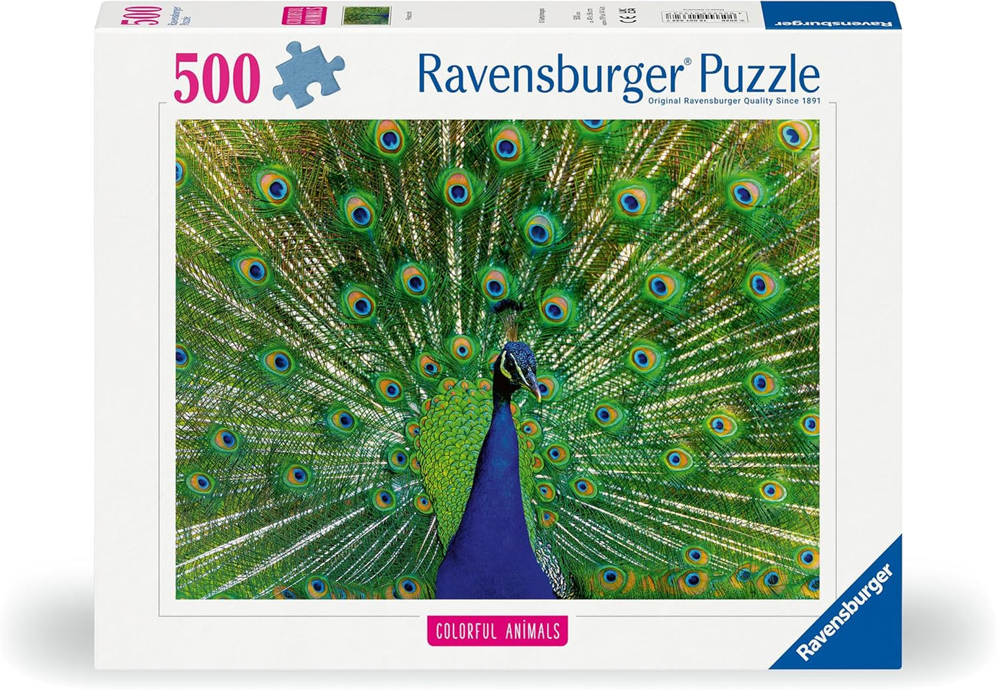Gyönyörű állatok - Páva Ravensburger 500 darabos kirakó puzzle (RA-12001332) - puzzlegarden