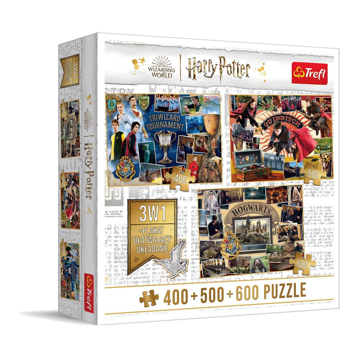 Harry Potter 3in1 gyüjtemény 1. - Trimágus Tusa, Kviddics, Roxfort - 400, 500, 600 Trefl 500 darabos kirakó puzzle (TR-91827) - puzzlegarden