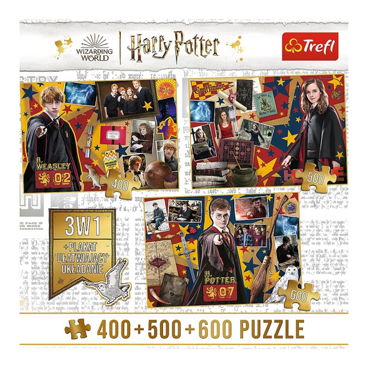 Harry Potter 3in1 gyüjtemény 2. - Harry, Ron és Hermione - 400, 500, 600 Trefl 500 darabos kirakó puzzle (TR-91826) - puzzlegarden