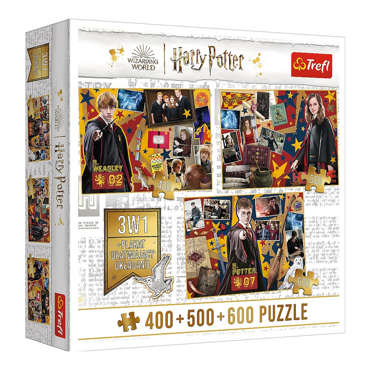 Harry Potter 3in1 gyüjtemény 2. - Harry, Ron és Hermione - 400, 500, 600 Trefl 500 darabos kirakó puzzle (TR-91826) - puzzlegarden