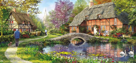 Házikó a pataknál - panoráma kép Gibsons 636 darabos kirakó puzzle (G - G4050) - puzzlegarden
