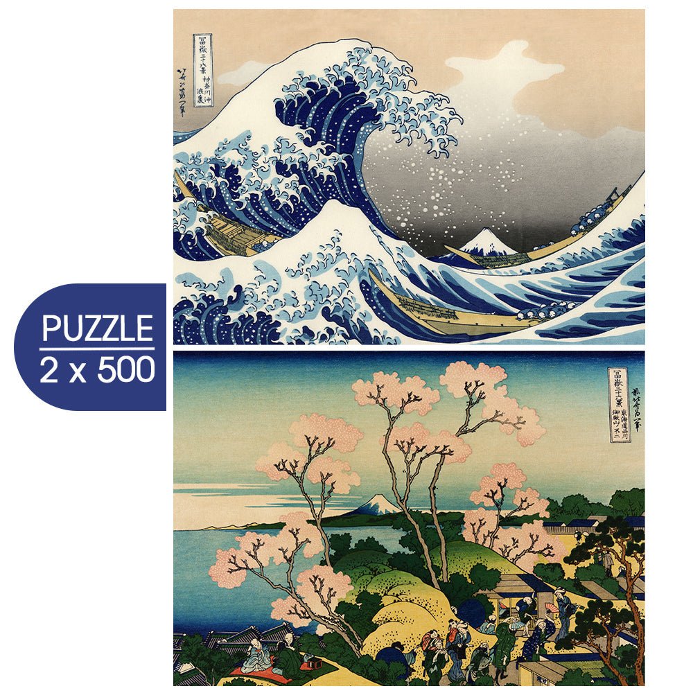 Hokusai művészete: A nagy hullám Kanagawánál – Sinagava a Tókaidón – 2×500 Grafika 500 darabos kirakó puzzle (GR-33707) - puzzlegarden