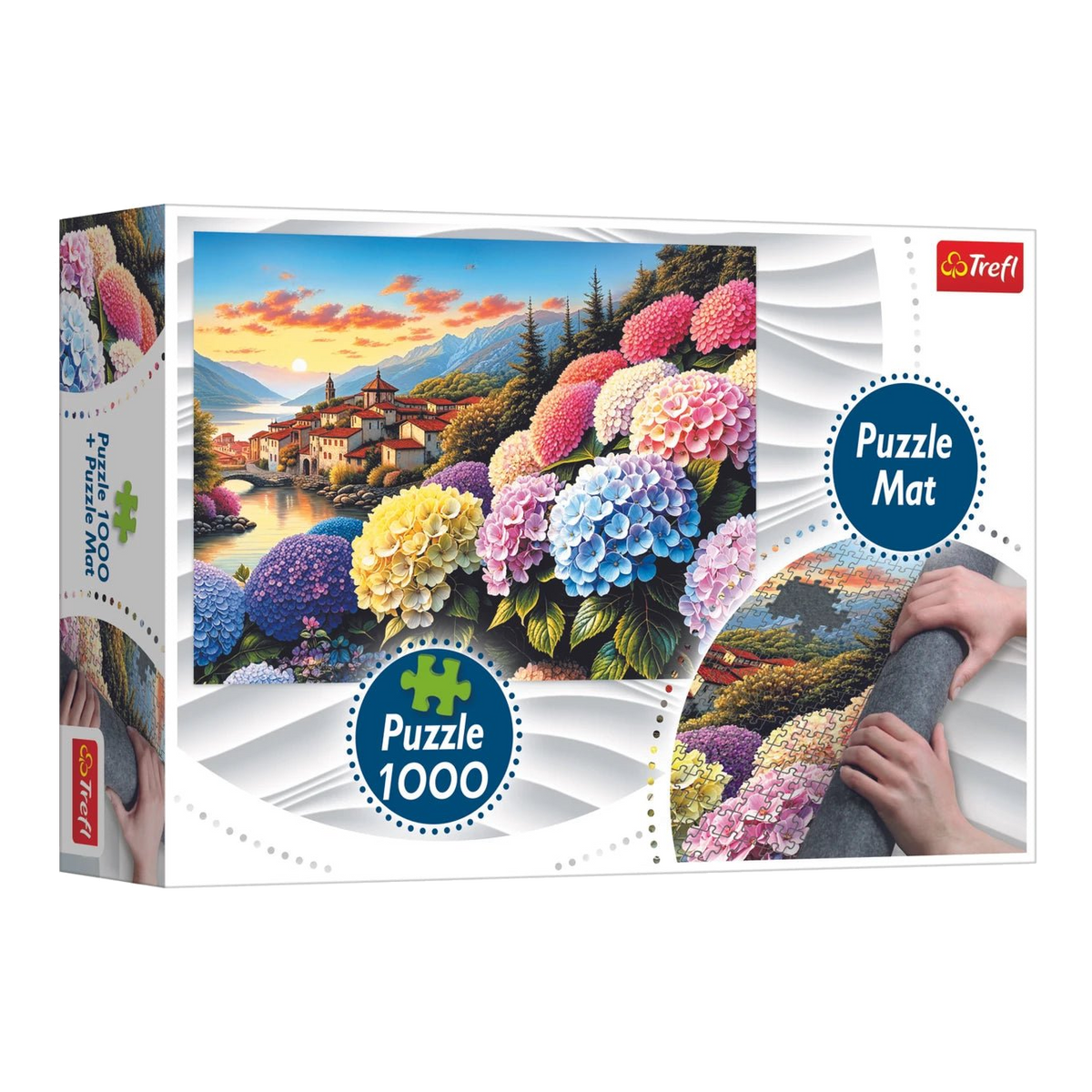 Hortenzia + puzzle szőnyeg Trefl 1000 darabos kirakó puzzle (TR-94070) - puzzlegarden